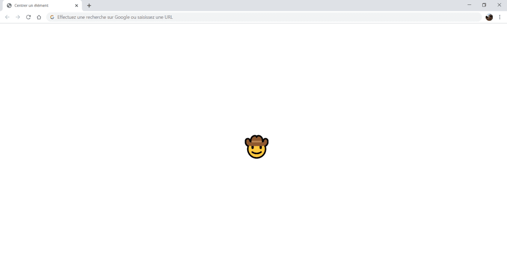 Un emoji de cowboy centré dans une page web